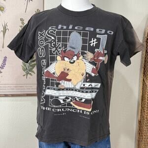 Vintage 90s MLB Chicago White Sox Taz Looney Tunes T-Shirt Thrashed Grunge L